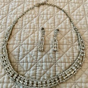 Vintage Rhinestone Necklace and Earring Set